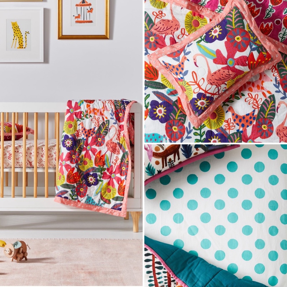 Anthropologie Toddler Quilt/Pillow Sham/Sheet